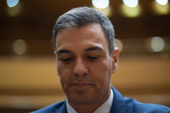 El presidente del Gobierno, Pedro Sánchez, durante el pleno del Congreso de los Diputados, en el Palacio del Senado, a 10 de enero de 2024, en Madrid (España).
