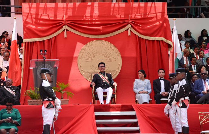 El presidente de Madagascar, Andry Rajoelina, durante su toma de posesión en diciembre de 2023 para un nuevo mandato (archivo)