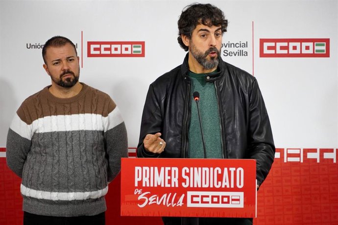 El secretario general de CCOO de Sevilla, Carlos Aristu, y el secretario de Acción Sindical de CCOO de Sevilla, Sergio Montero.