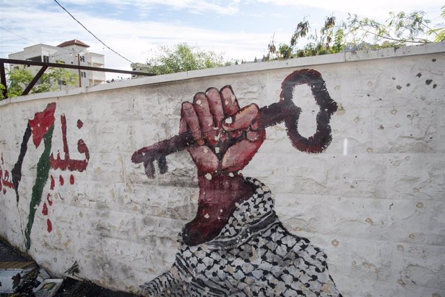 Mural en el campamento de refugiados de Yenín, en Cisjordania