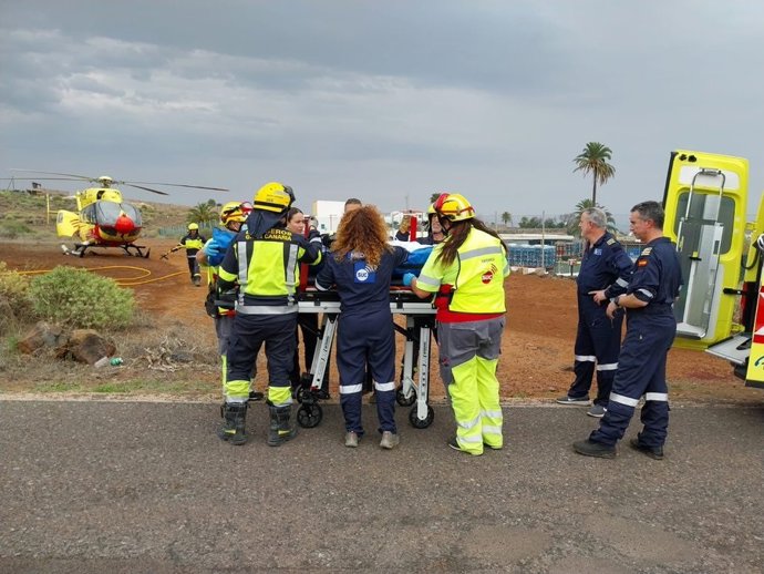 El SUC rescata a un ciclista accidentado en Temisas, en Agüimes (Gran Canaria)