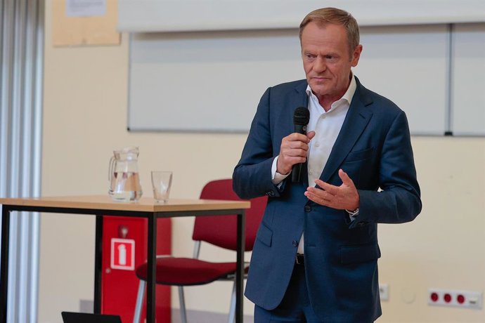 Archivo - 07 June 2022, Poland, Wroclaw: Former President of the European Council Donald Tusk speaks during a lecture on war at the University of Wroclaw. Photo: Krzysztof Zatycki/ZUMA Press Wire/dpa