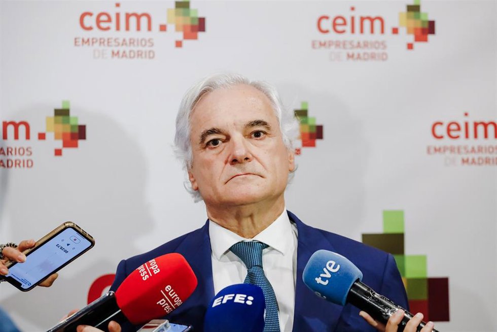 Archivo - El presidente de CEIM, Miguel Garrido, ofrece declaraciones a los medios durante la clausura de la Asamblea General 2022 de la Confederación Empresarial de Madrid-CEOE (CEIM), a 21 de junio de 2022, en Madrid (España).