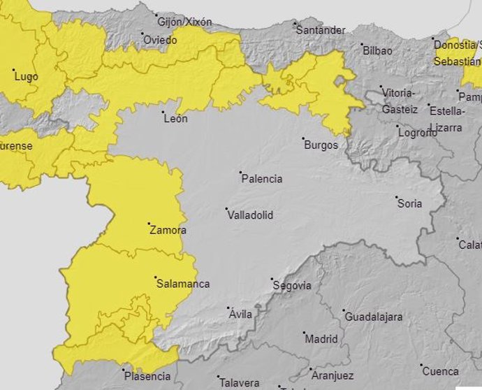 Avisos por riesgo meteorológico este martes en Castilla y León.