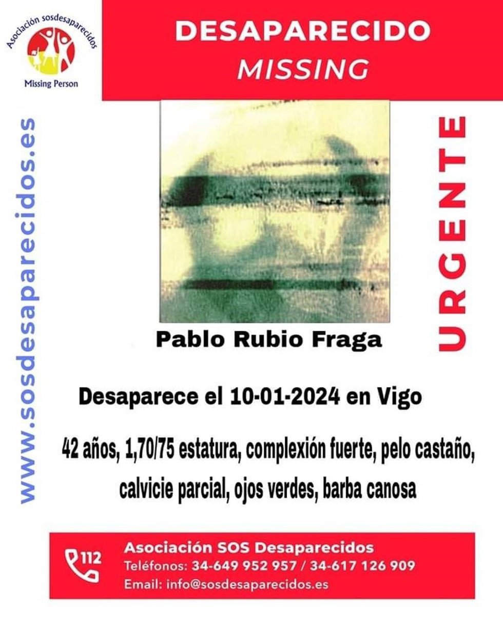 Imagen del cartel del varón desaparecido.