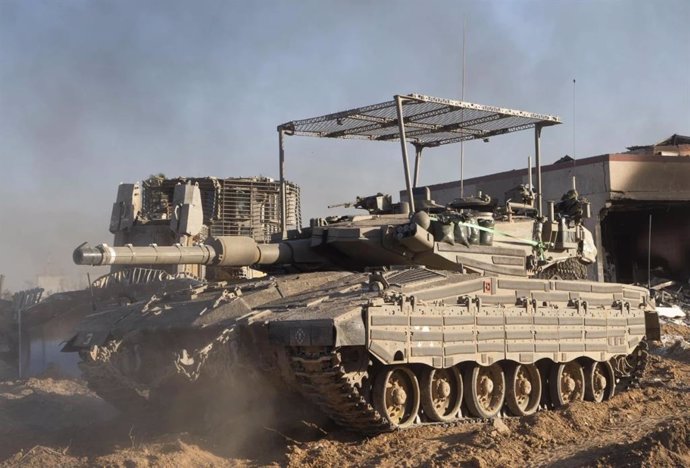 Un carro de combate israelí en la Franja de Gaza