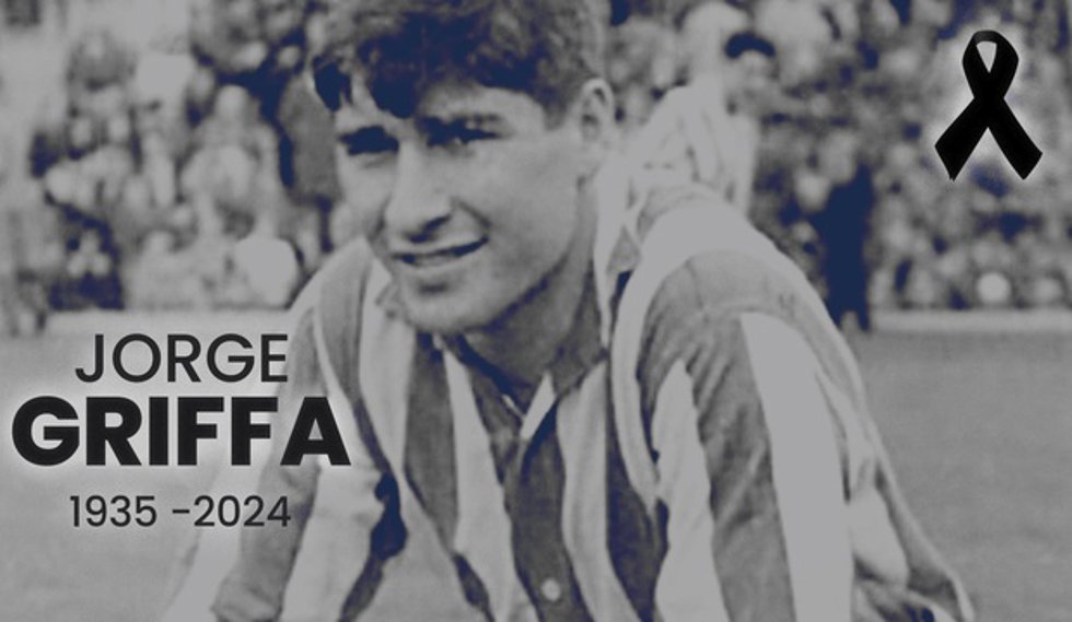 Imagen del Atlético de Madrid tras el fallecimiento de su exjugador Jorge Griffa