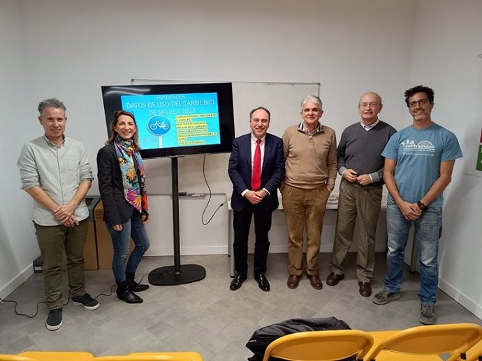 Presentación del último estudio de uso de la red de carriles bici de Sevilla realizado por la Asociación A Contramano.