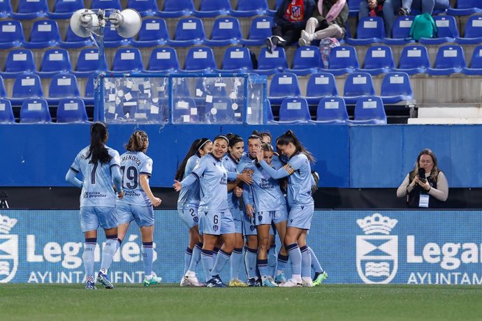 Angela Sosa of Levante UD celebrates a goal during the Spanish SuperCup 24, Supercopa de Espana, Semi-Final 1, women football match played between Atletico de Madrid Femenino and Levante UD Femenino at Estadio de Butarque on January 16, 2024 in Leganes,