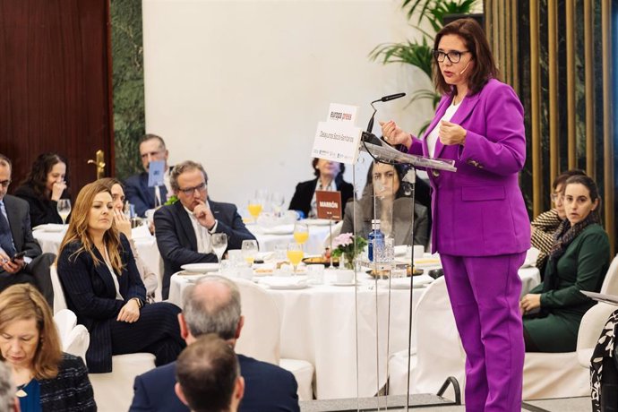 La consejera de Salud del Gobierno de las Islas Baleares, Manuela García, interviene durante un Desayuno Socio-Sanitario organizado por Europa Press, en el hotel Intercontinental, a 17 de enero de 2024, en Madrid (España).