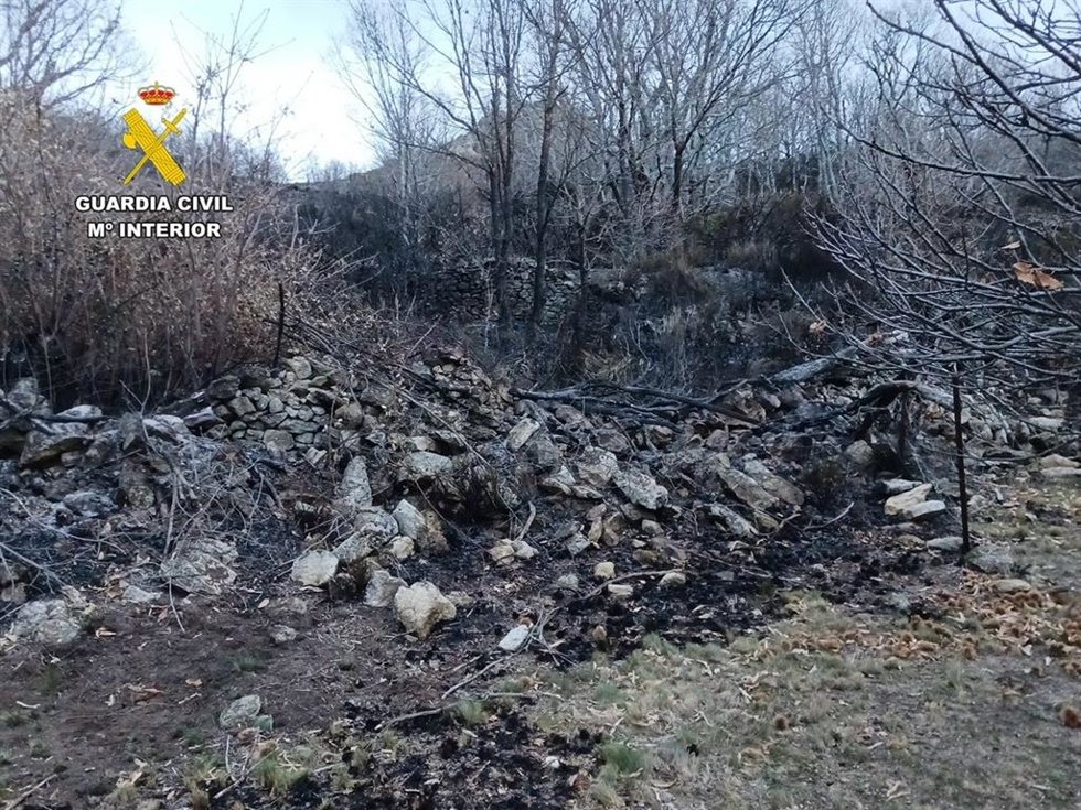 Incendio forestal en Piornal el pasado 22 de diciembre.