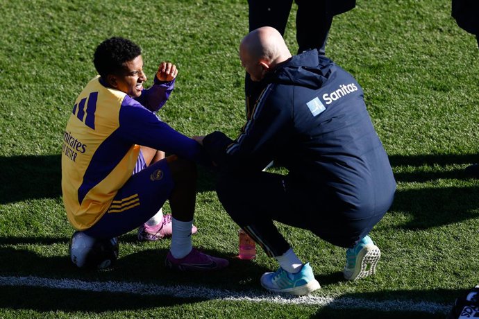 Rodrygo Goes during last training day of 2023 of Real Madrid open to the supporters celebrated at Alfredo di Stefano stadium on December 30, 2023, in Valdebebas, Madrid, Spain.