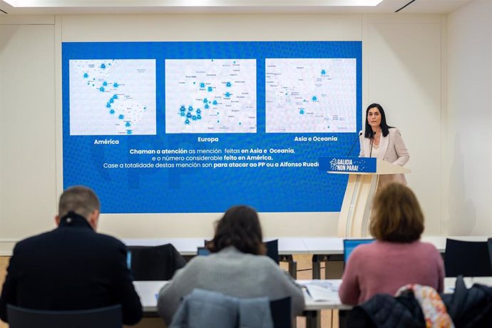 La secretaria general del PPdeG, Paula Prado, en rueda de prensa.