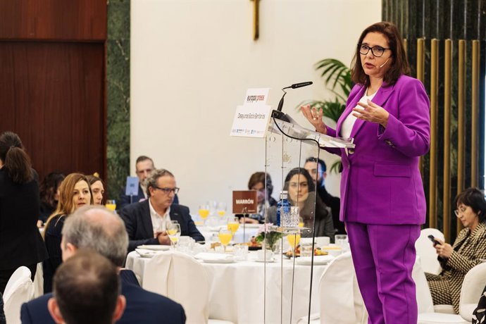 La consellera de Salud del Govern balear, Manuela García, interviene durante un Desayuno Socio-Sanitario organizado por Europa Press, en el hotel Intercontinental, a 17 de enero de 2024, en Madrid (España).