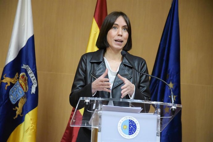 La ministra de Ciencia, Innovación y Universidades, Diana Morant, en una rueda de prensa para informar de los acuerdos adoptados en el Consejo Rector del IAC