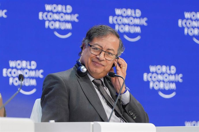 El presidente de Colombia, Gustavo Petro, durante el Foro Económico Mundial de Davos, en Suiza