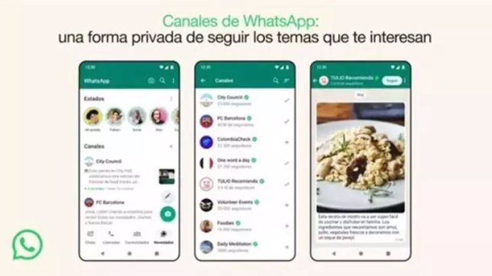 Interfaz principal de los canales de WhatsApp