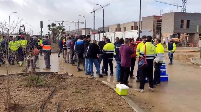Protesta de trabajadores de las constructoras de Palmas Altas