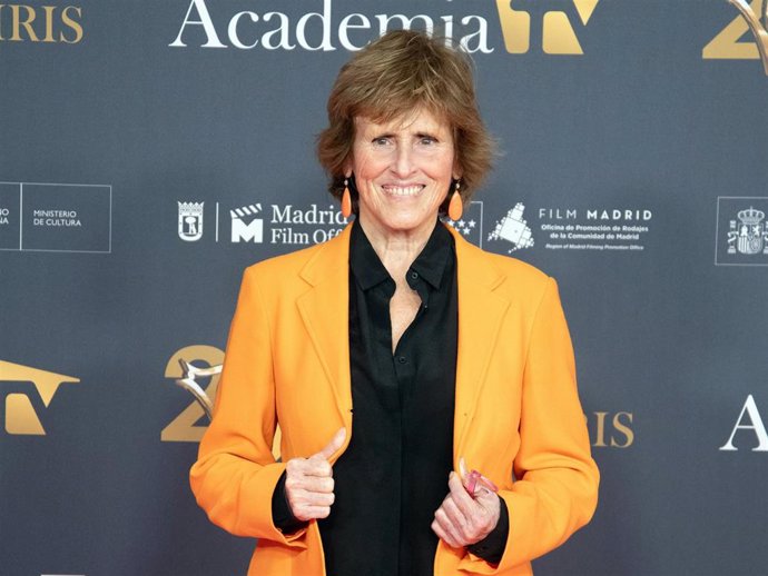 Mercedes Milá asiste a ceremonia de entrega de los Premios Iris que otorga la Academia de la Televisión en el Gran Teatro CaixaBank Príncipe Pío, a 16 de enero de 2024, en Madrid (España).