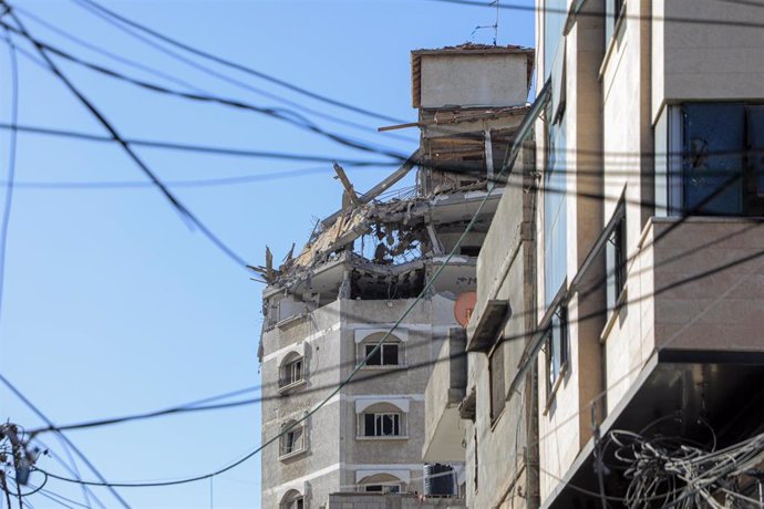 Edificio destruido en la Franja de Gaza