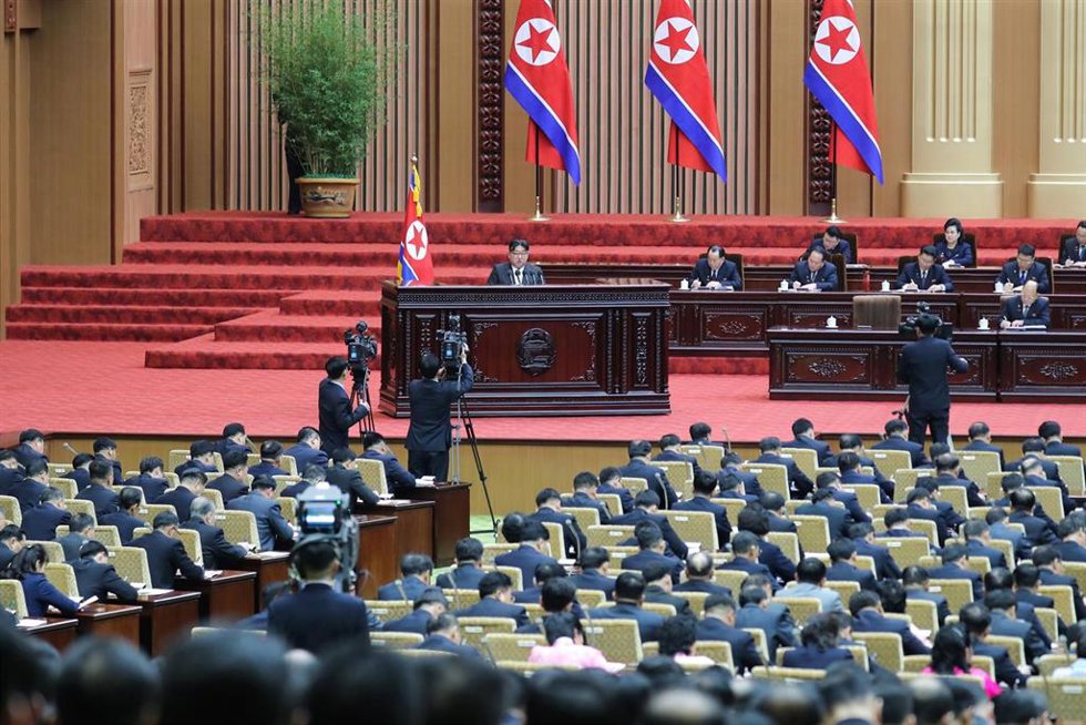 El líder de Corea del Norte, Kim Jong Un, ante la Asamblea Popular