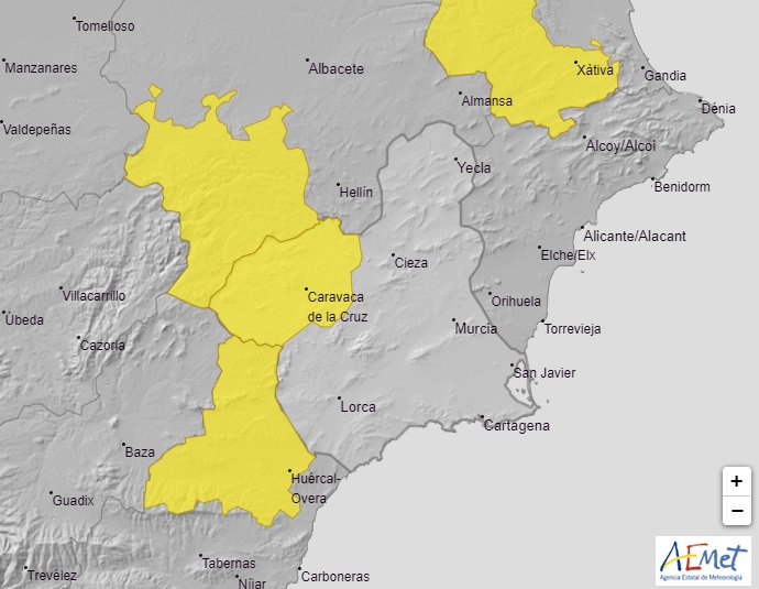 Imagen que muestra el aviso activo este jueves