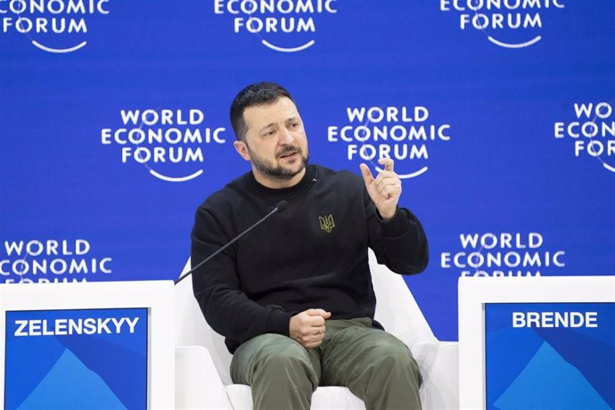 El presidente de Ucrania, Volodimir Zelenski, durante el Foro Económico Mundial en Davos.