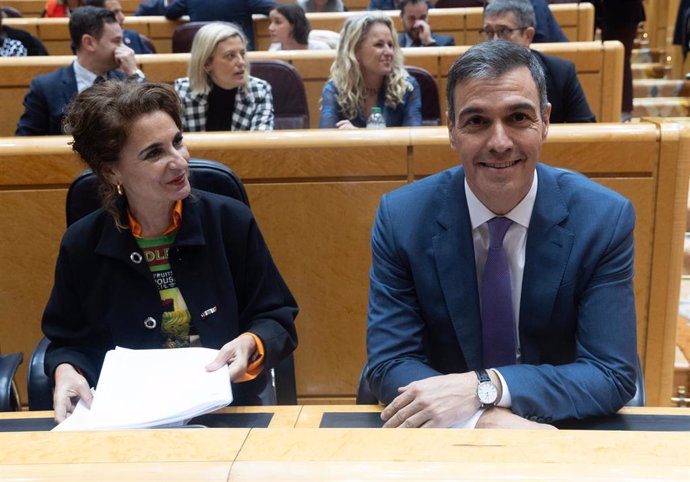 El presidente del Gobierno, Pedro Sánchez, durante la sesión extraordinaria del Congreso, en el Senado.