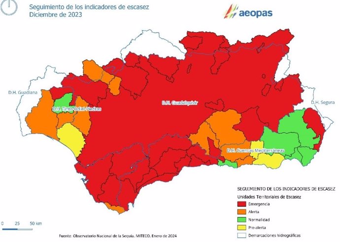 Andalucía experimentó en el primer timestre del año hidrológico temperaturas por encima de la media, según Aeopas
