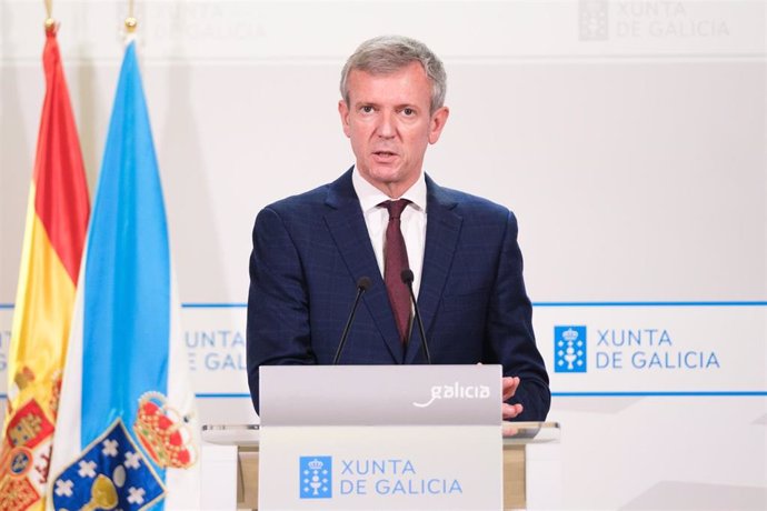 O presidente da Xunta, Alfonso Rueda, en rolda de prensa.