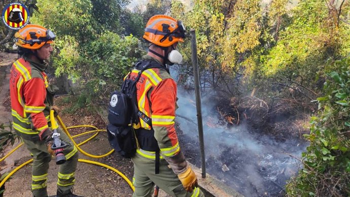 Un incendi forestal a Alzira obliga a desallotjar xalets propers i a activar la situació 1 del PEIF
