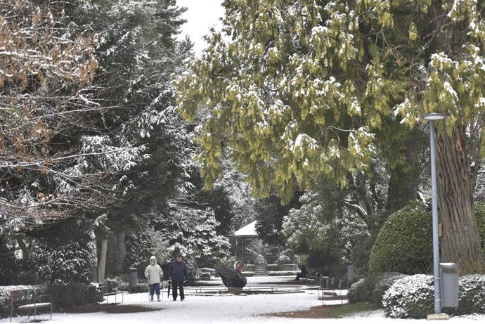 Árboles nevados, a 10 de enero de 2024, en Jaca, Huesca, Aragón (España), en una foto de archivo 