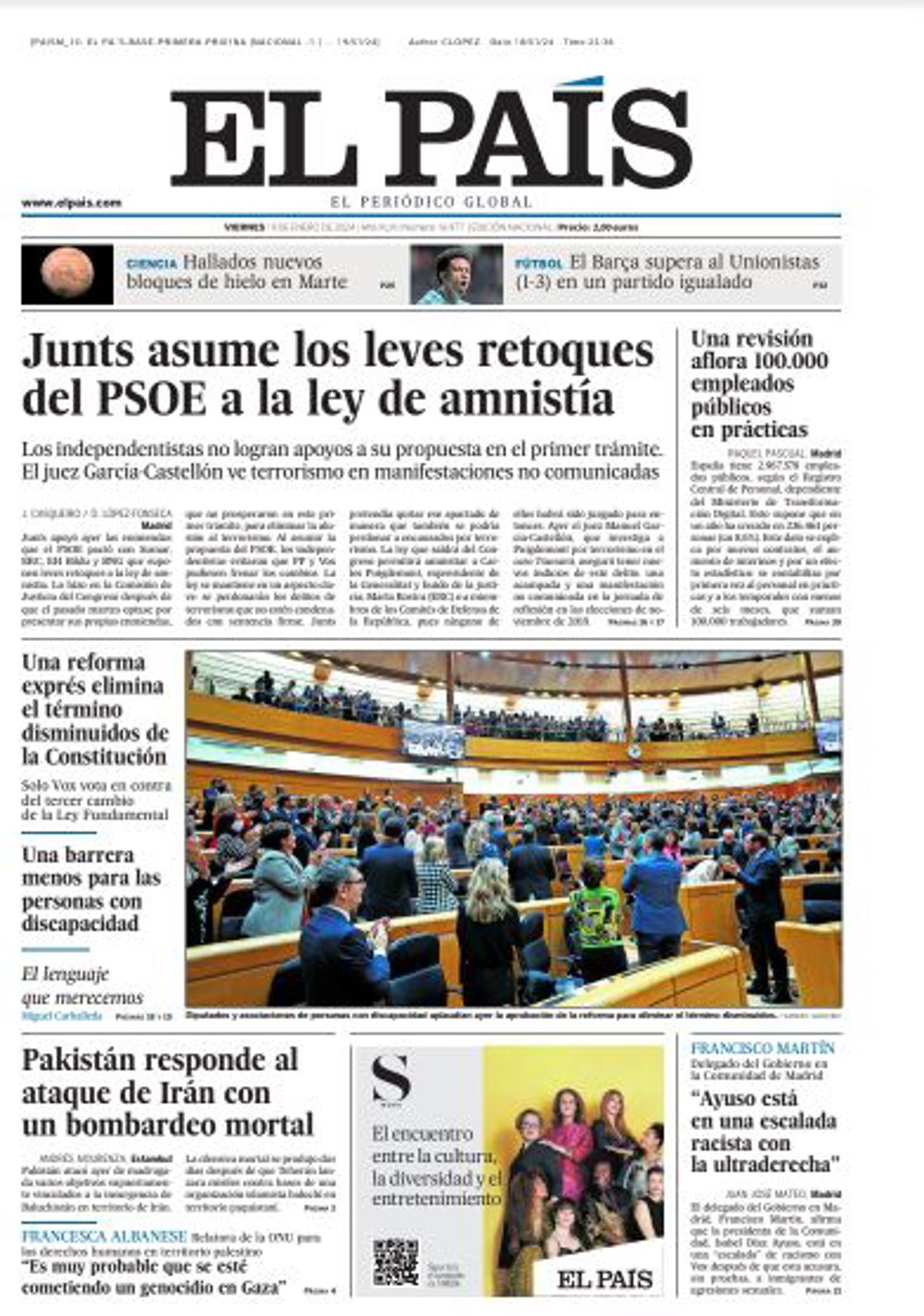 Portada de EL PAÍS