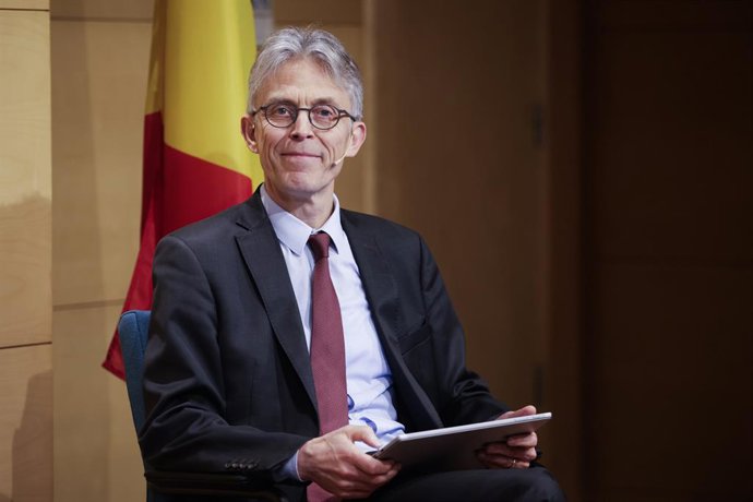 Archivo - El embajador de Bélgica en España, Geert Cockx, interviene durante la presentación de prioridades de la presidencia belga del Consejo de la UE, a 19 de enero de 2023, en Barcelona, Catalunya (España). El sistema de Presidencias rotatorias exis