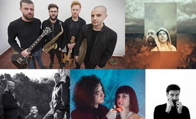 Grups seleccionats (d'esq. A dta., i de dalt a baix): Valmuz, Óscar Jareño & El Hombre del Viento, Marquina-Selfa Trio, Golden Cinnamon i scar Briz.