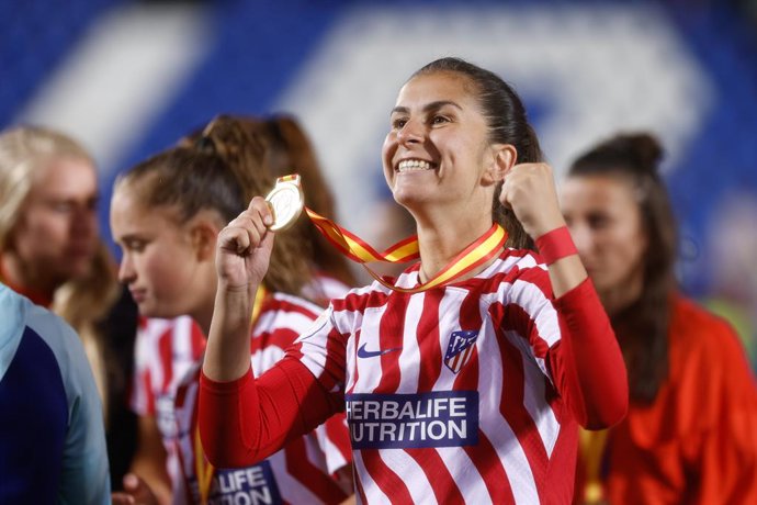 Archivo - Sonia Majarin of Atletico de Madrid celebrates the victory during the Spanish Women Cup, Copa de la Reina, Final football match played between Real Madrid and Atletico de Madrid at Municipal de Butarque stadium on May 27, 2023, in Leganes, Mad