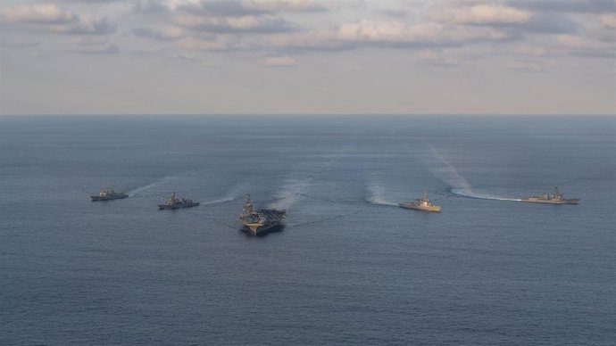 Archivo - Ejercicio marítimo conjunto de Estados Unidos, Corea del Sur y Japón.