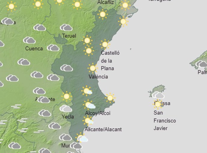 Predicción del tiempo en la Comunitat Valenciana para este sábado 20 de enero de 2024