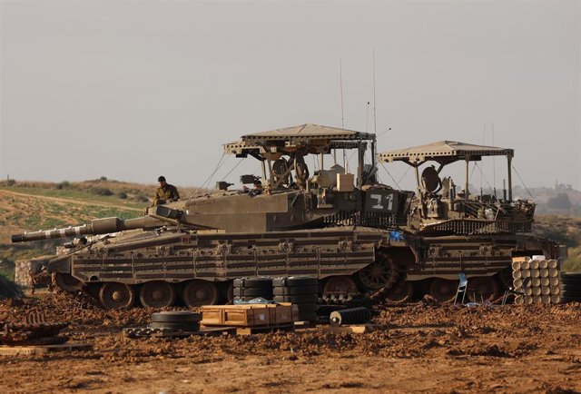 Carro de combate israelí en la Franja de Gaza