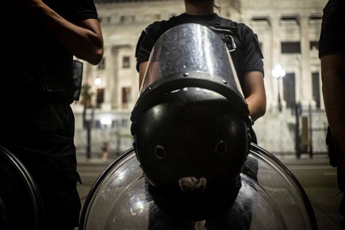 January 11, 2024, Buenos Aires, Buenos Aires, Argentina: Assemblies of artists, students and cultural workers reject the National Emergency Decree, the Omnibus Law and the repressive protocol imposed by the government of neoliberal Javier Milei. This We