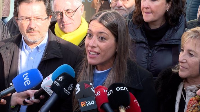 Míriam Nogueras durant les declaracions a les Borges Blanques (Lleida)