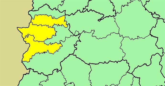 Zonas de las provincias de Cáceres y Badajoz que se verán afectadas este lunes por la alerta amarilla por nieblas