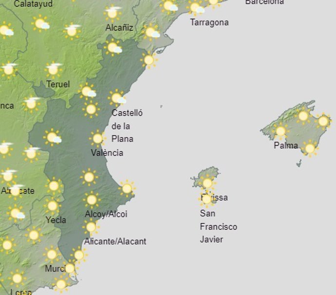 Predicción de Aemet para la Comunitat Valenciana del 22 de enero