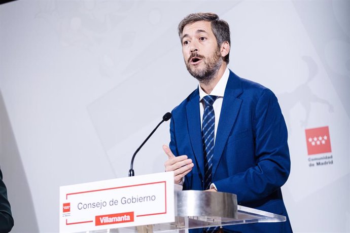 Archivo - El consejero de Presidencia, Justicia y Administración Local y portavoz del Gobierno regional, Miguel Ángel García Martín, durante una rueda de prensa tras el Consejo de Gobierno de la Comunidad de Madrid