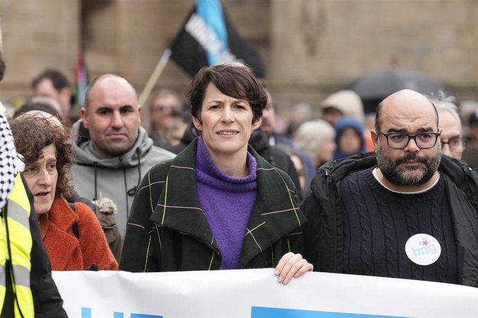 La portavoz nacional del BNG, Ana Pontón, durante la manifestación de este domingo.