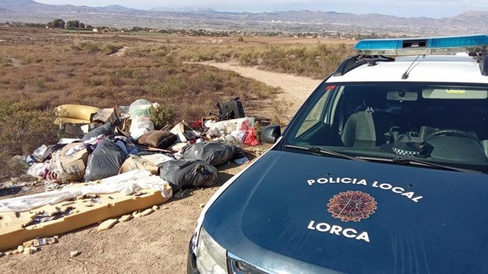 Algunos de los enseres abandonados junto a un camino de la diputación de Purias
