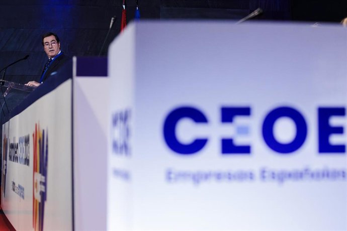 Archivo - El presidente de la CEOE, Antonio Garamendi, interviene durante la celebración de la Asamblea General 2023 de la Confederación Española de Organizaciones Empresariales (CEOE), a 19 de julio de 2023, en Madrid (España). Durante la asamblea han 
