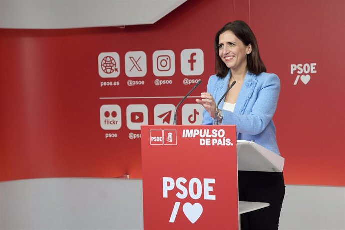 La nueva Portavoz del PSOE, Esther Peña, durante una rueda de prensa tras la reunión de la Comisión Ejecutiva Federal, en la sede del PSOE en Ferraz, a 22 de enero de 2024, en Madrid (España). 