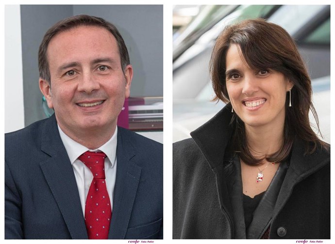 Sonia Araújo, directora de Innovación, Sostenibilidad y Transformación Digitala; y Javier Pérez, director en funciones de Renfe Viajeros