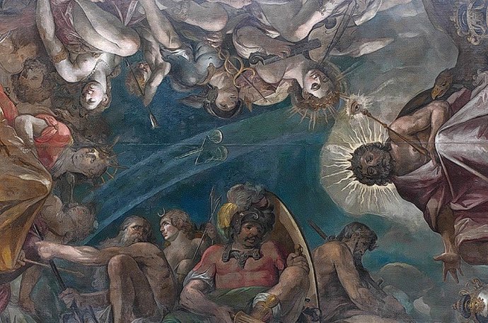 Detalle del artesonado del que fue el salón principal de la Casa de los Arguijo.